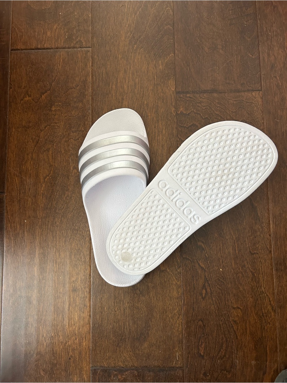 Women’s - White Slide Sandals - Adidas - Size 6.5 - Picture 2 of 2
